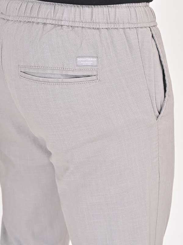 Indian Terrain Men's Slim Fit Solid Grey Trousers